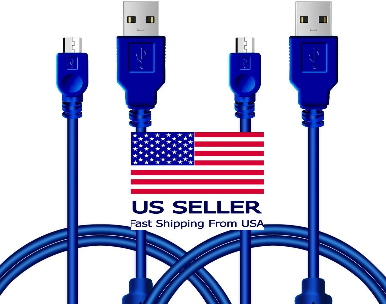 2Pk of 10ft Controller Micro USB High Speed Cables Cord for PS4 Playstation 4