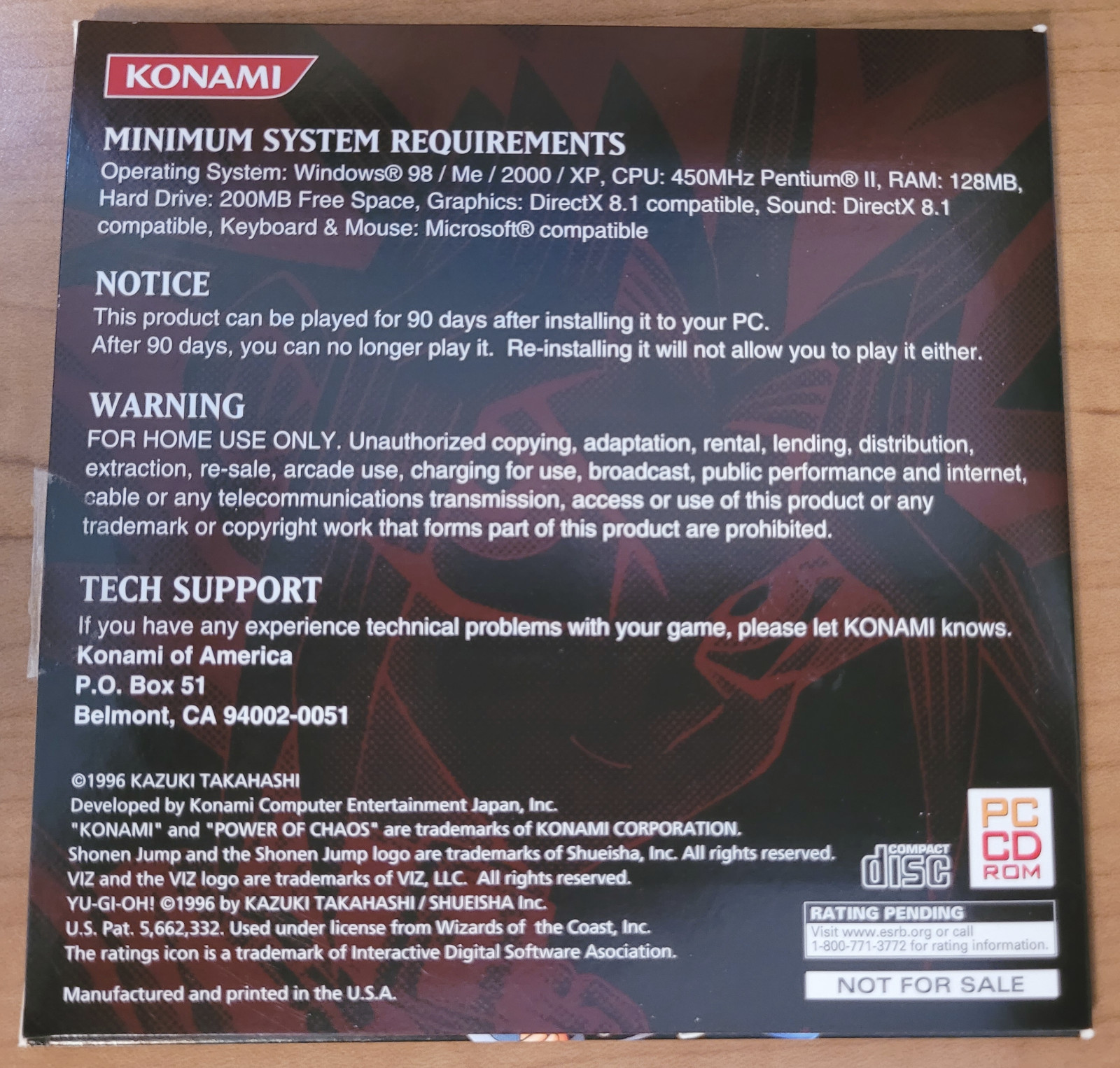Yu-Gi-Oh! Power of Chaos Exclusive Shonen Jump Edition PC CD-Rom Konami Trial