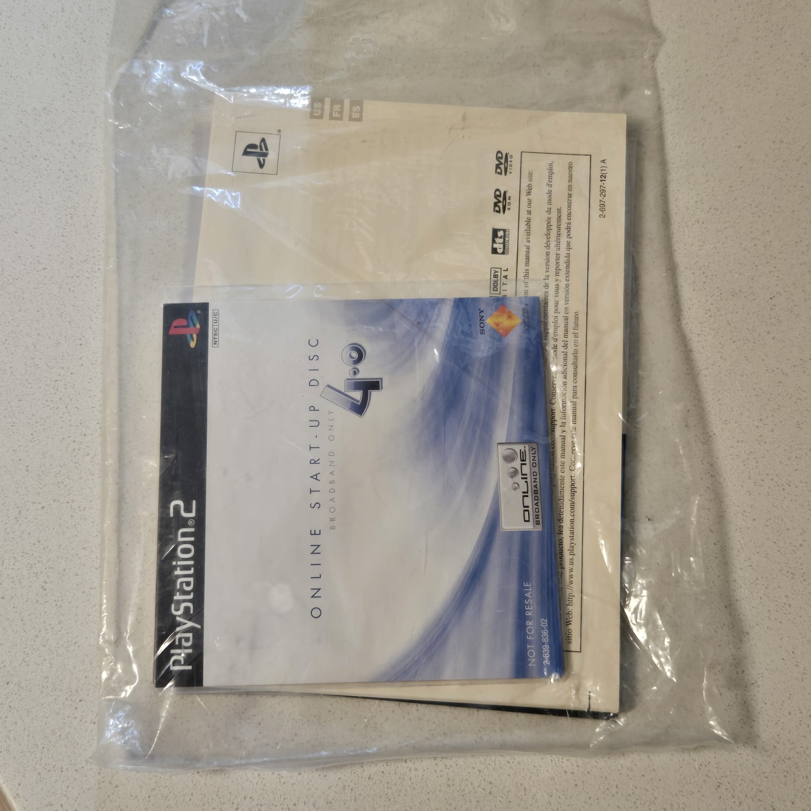 Sony Playstation 2 PS2 SCPH-77001 Online Start Up Disc 4.0 Manual Inserts NEW