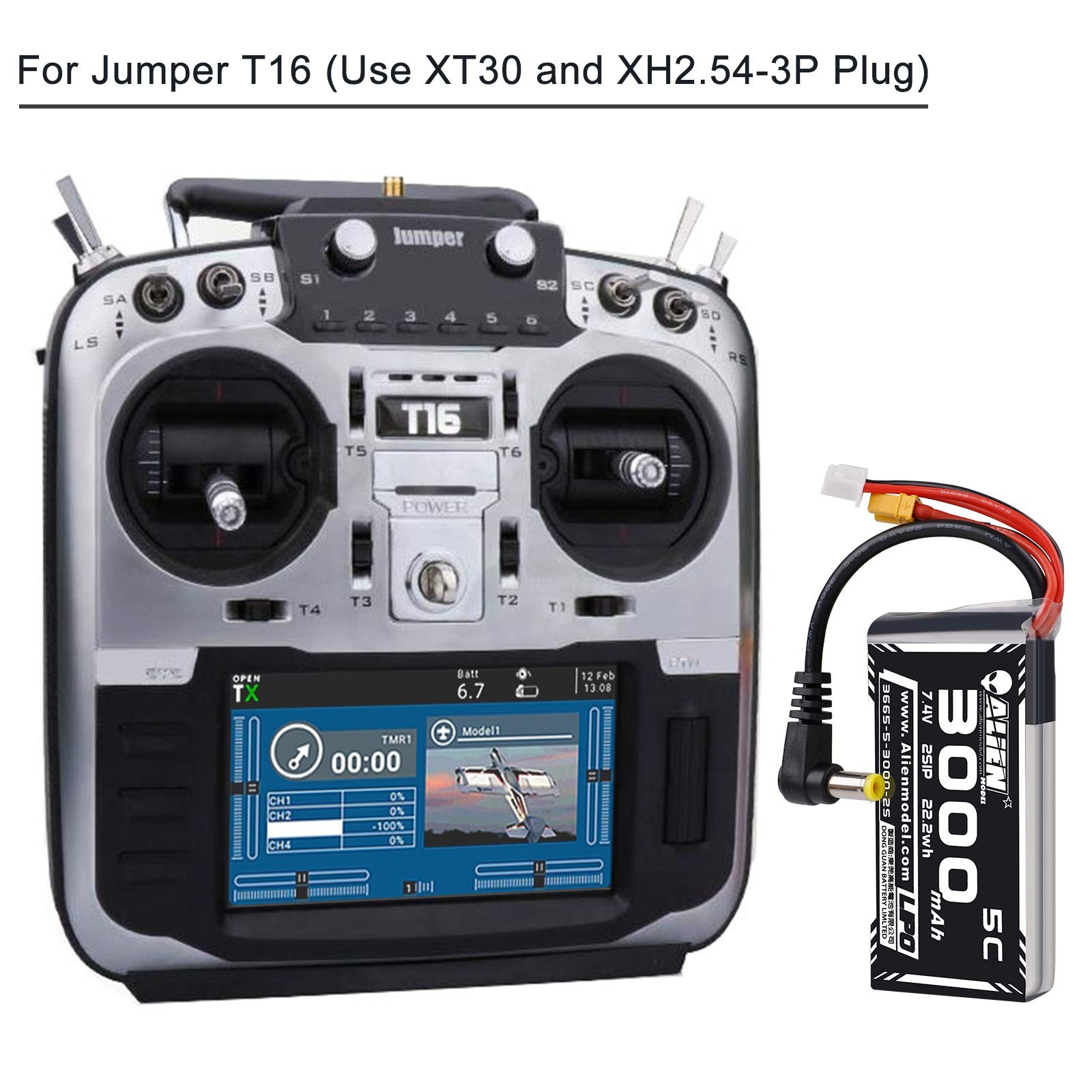 Crazepony 3000mAh 2S LiPo Battery Fatshark FPV Goggles 7.4V with…