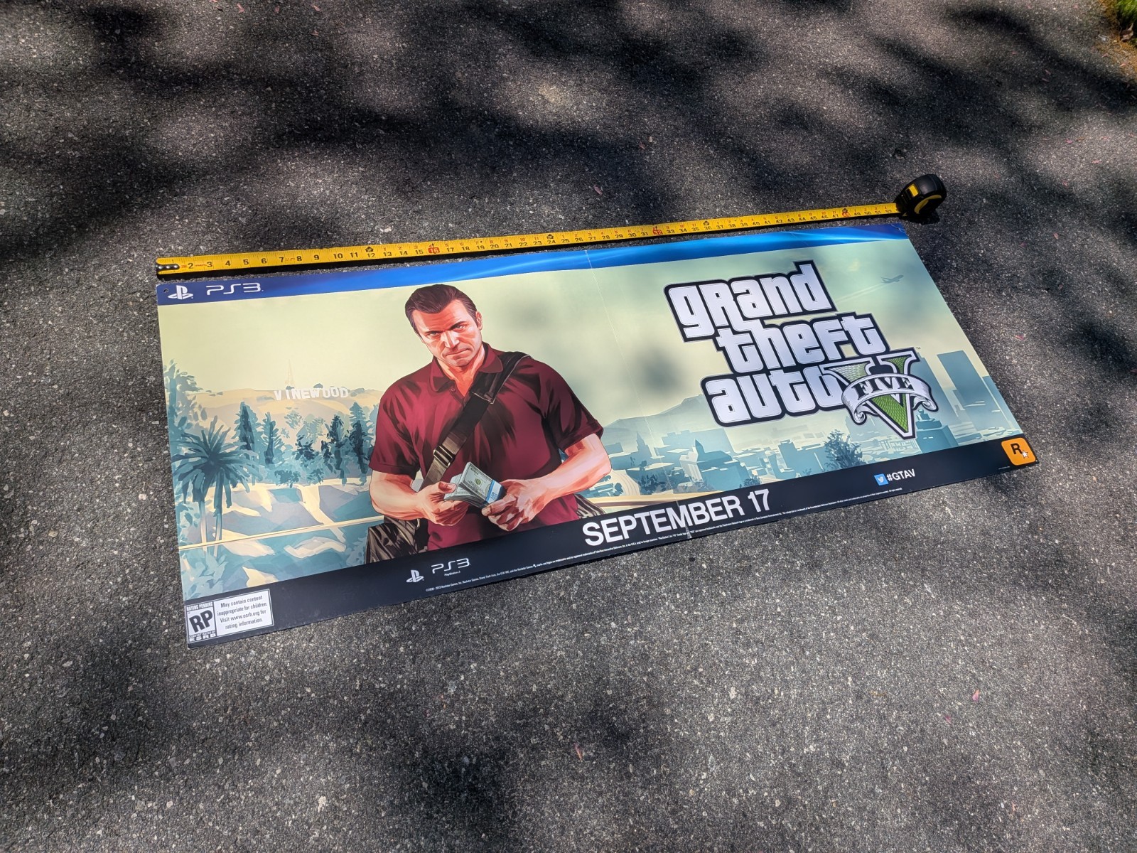 Grand Theft Auto V Promo Banner Poster GameStop RARE GTA 5 Michael Promotional