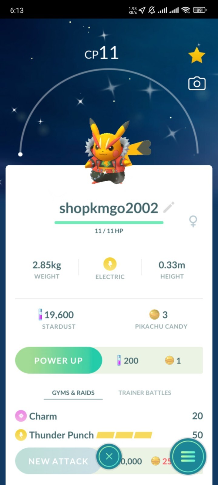 Shiny Pikachu Rock Star Lv1 – Read Description