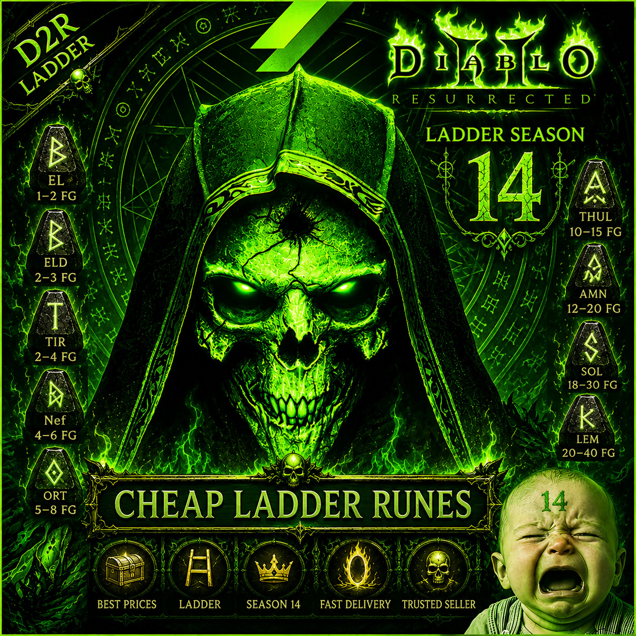 Custom Order – Diablo 2 Resurrected D2r non ladder runic talon