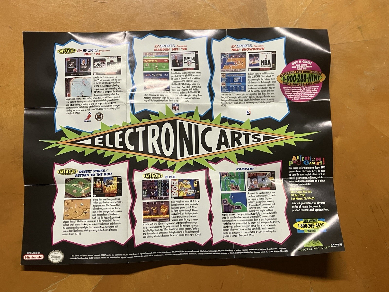 Vintage 1994 EA Sports Championship Lineup Poster Insert SNES Genesis Authentic