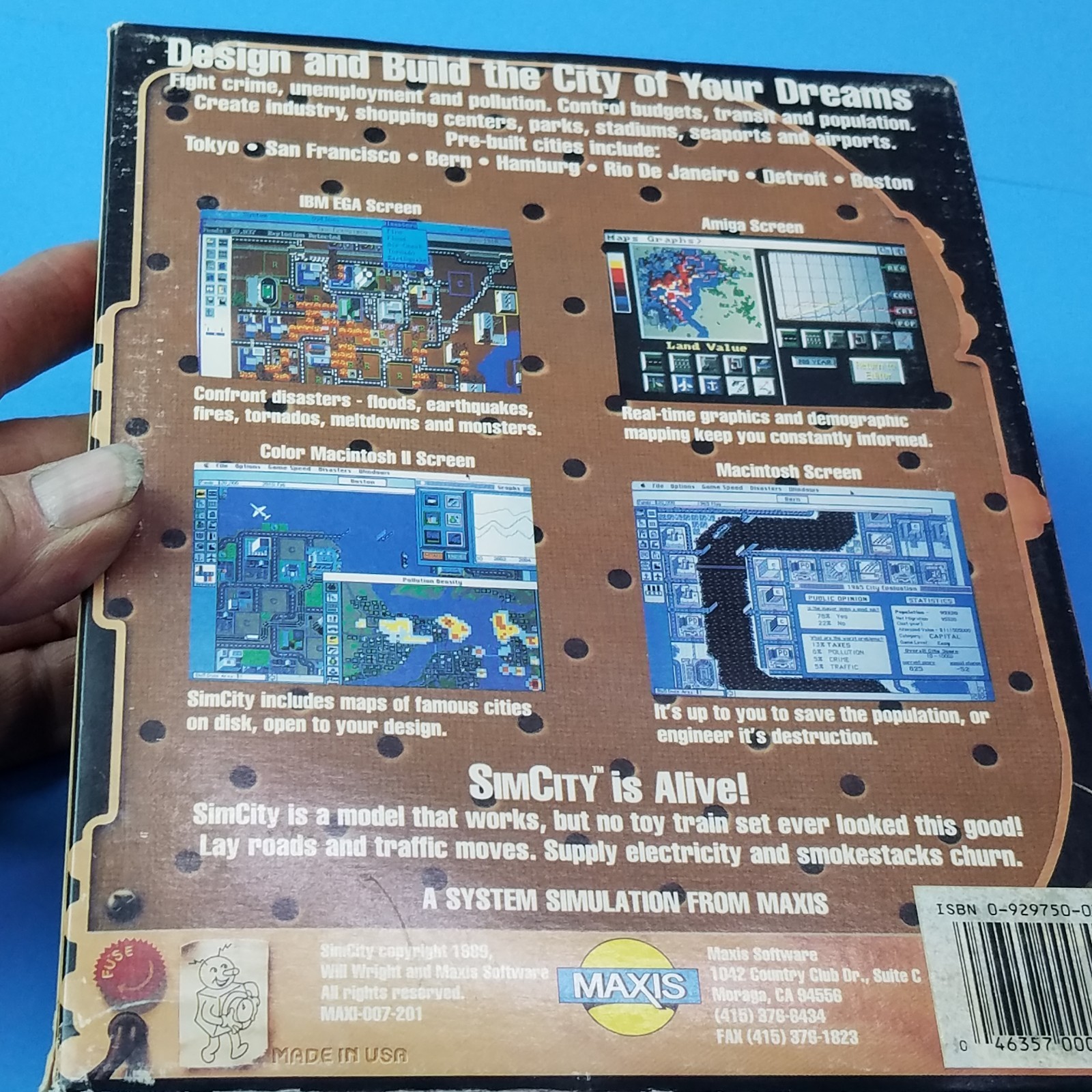 Sim City Commodore Amiga Game w/ Box Manual and Disk