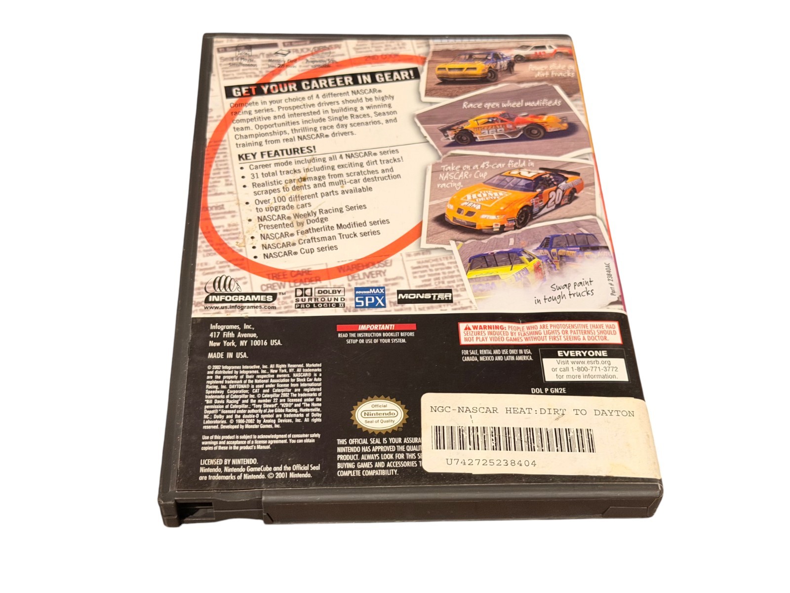 NASCAR: Dirt to Daytona (Nintendo GameCube, 2002) Complete CIB