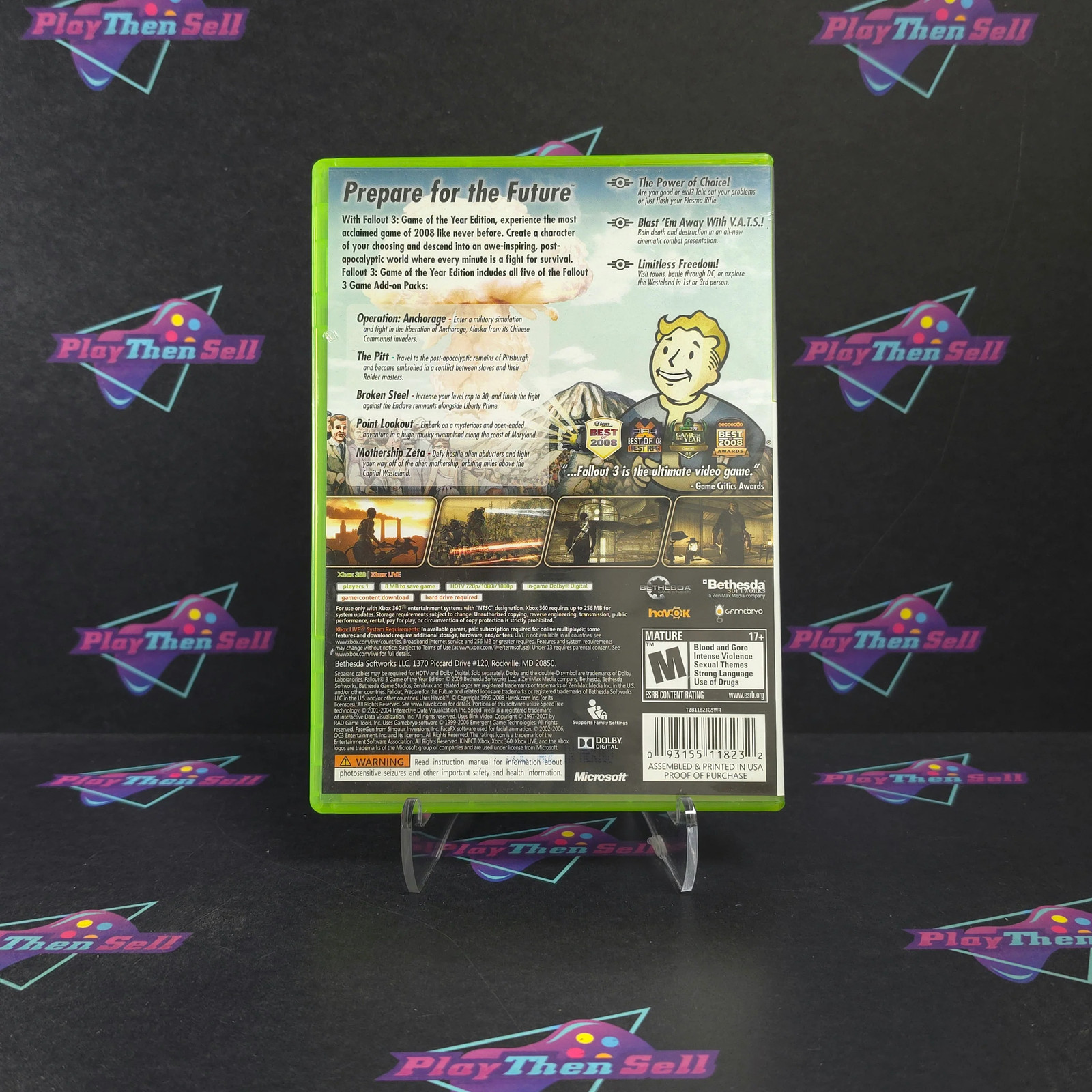 Fallout 3 GOTY GameStop Edition Xbox 360 PH + Poster – Very Good – 1 Year