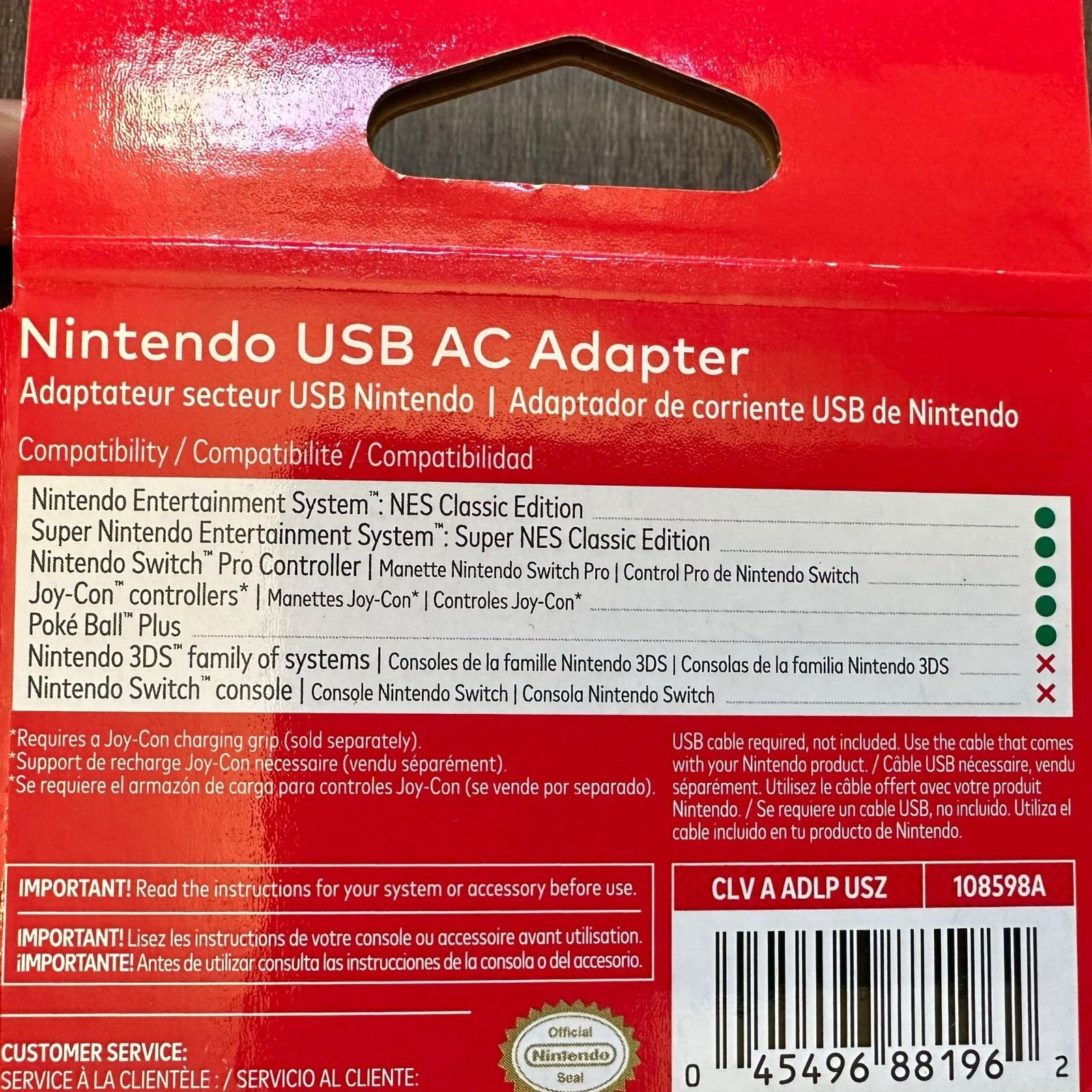 Super Nintendo Classic mini USB AC Power Adapter SNES Authentic – New in Box