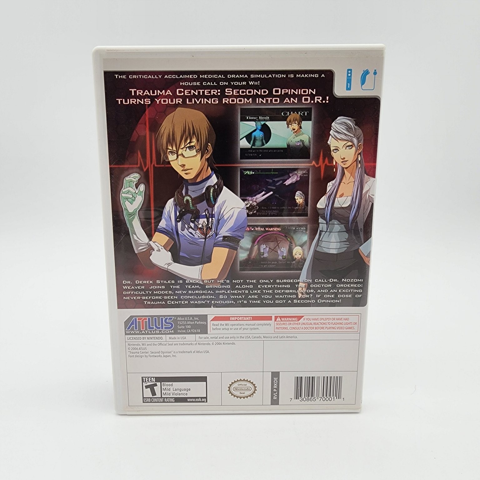 Trauma Center Second Opinion Wii Video Game Medical Simulation