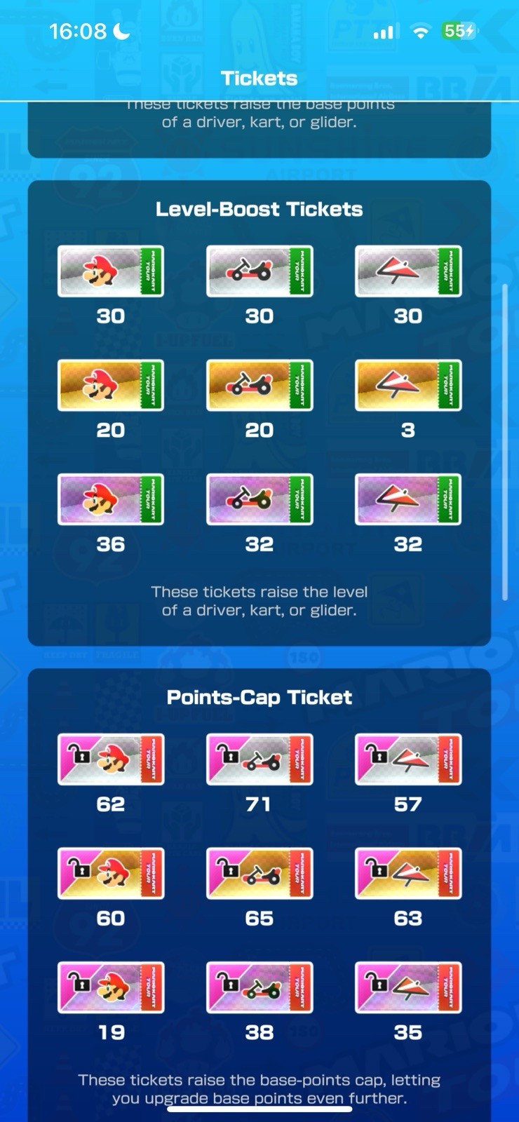 Mario Kart Tour For iOS LVL 38 With 2000 Gems + Gold Mario Exclusive + Tickets