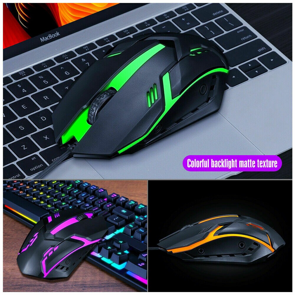 Gaming Gamer Wired 3 Color LED Backlight Keyboard Mouse And Headphones Headset