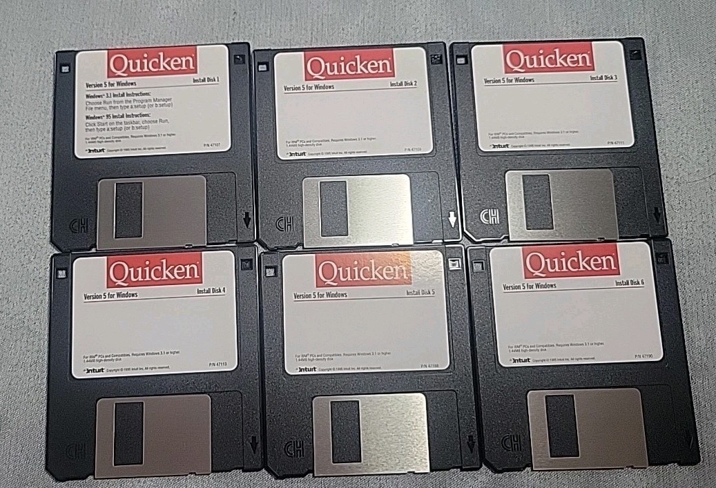 Quicken 96 (PC, 1995) 6 Floppy Disc Program For Windowa 96