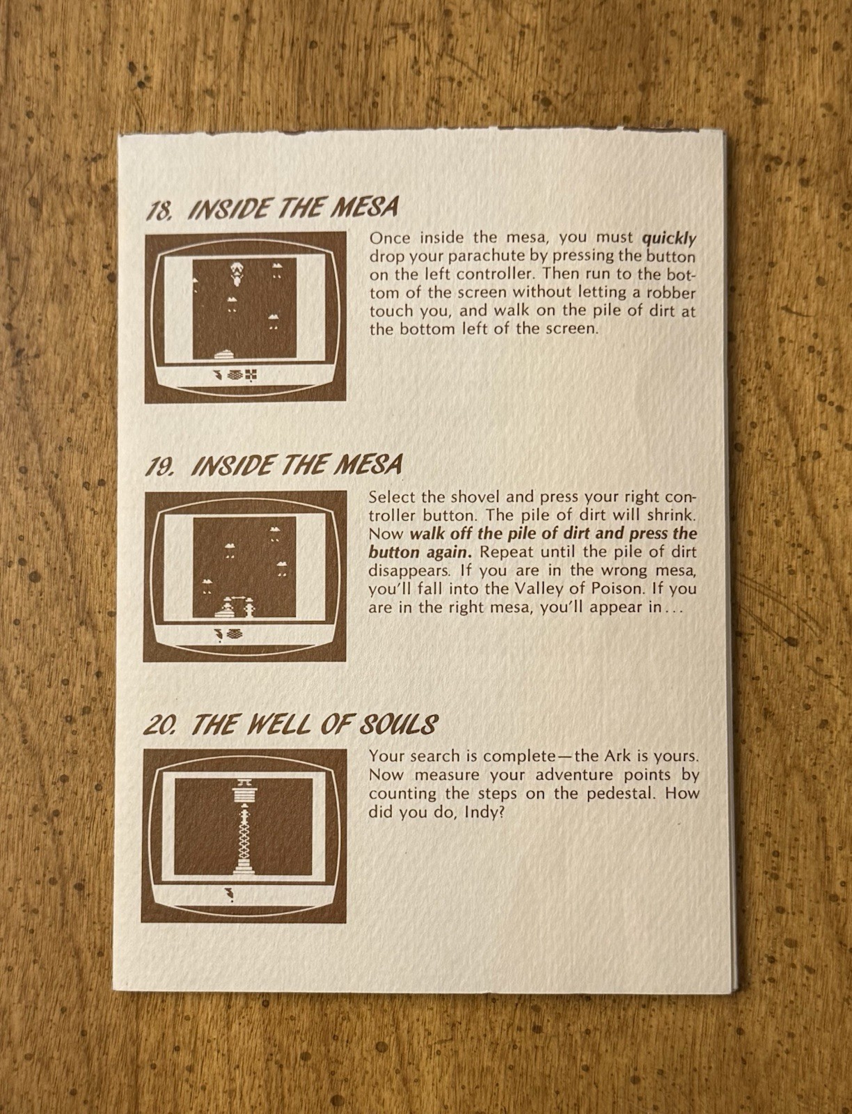 VINTAGE 1983 A Map To The World Of Raiders Of The Lost Ark Solution Sheet Atari