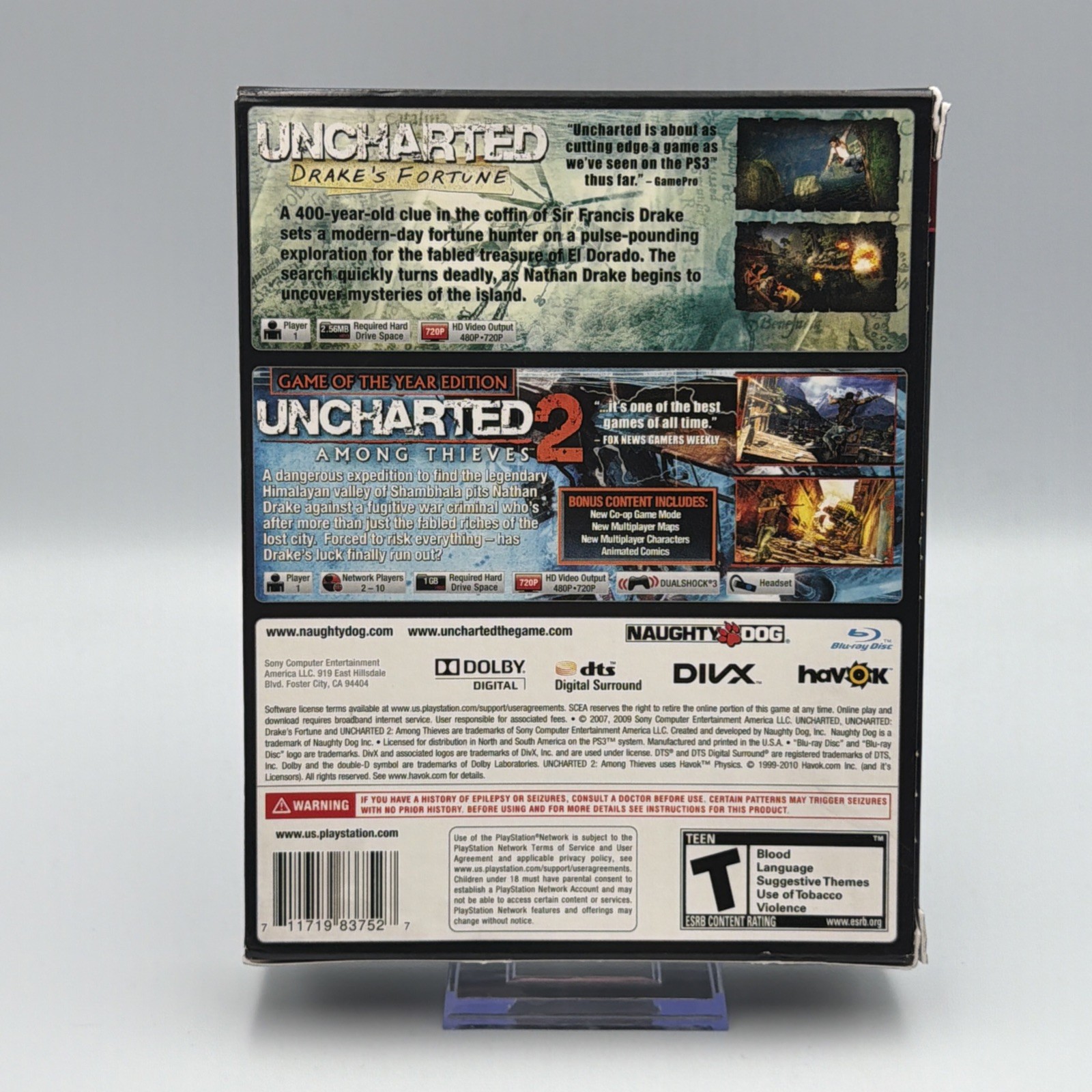 Uncharted Dual Pack (Sony PlayStation 3, 2011) Complete in Box Set 🔥