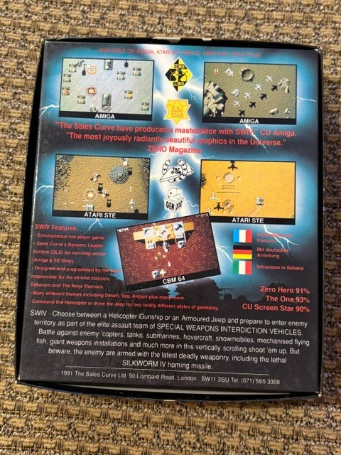 SWIV AMIGA GAME W/ BOX + PAPERS CLASSIC COMPUTER SEE PICS