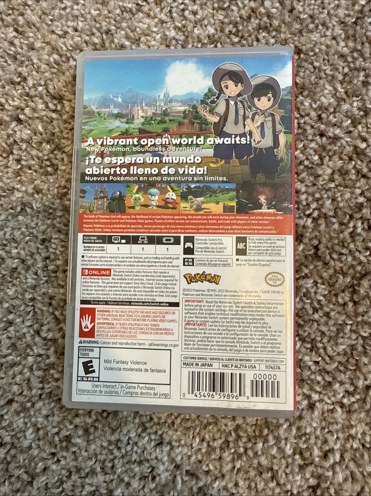 Pokemon Violet Case Nintendo Switch NO GAME Authentic No Cracking