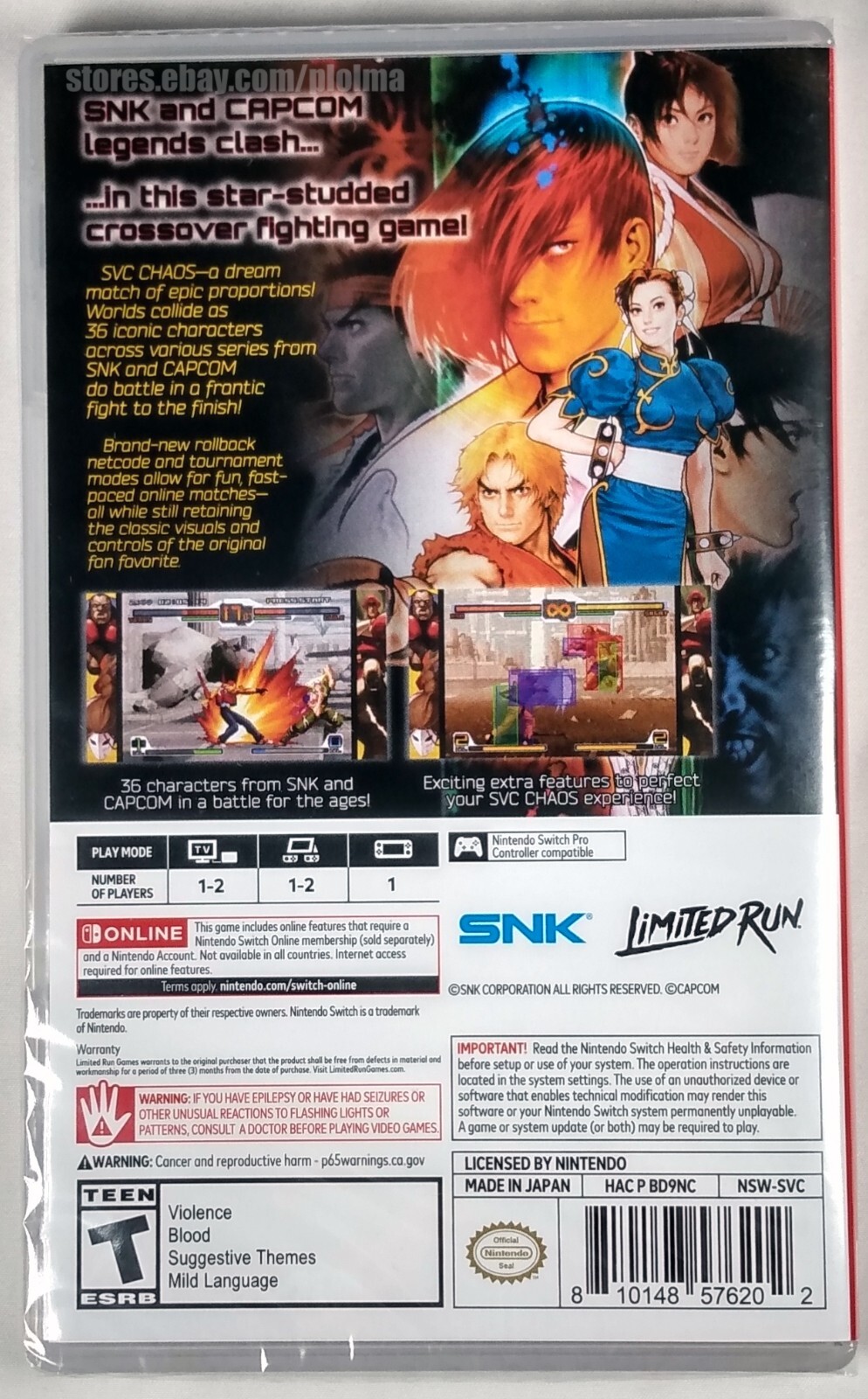SNK VS. CAPCOM SVC CHAOS Brand New NINTENDO SWITCH Game ESRB Release Limited Run