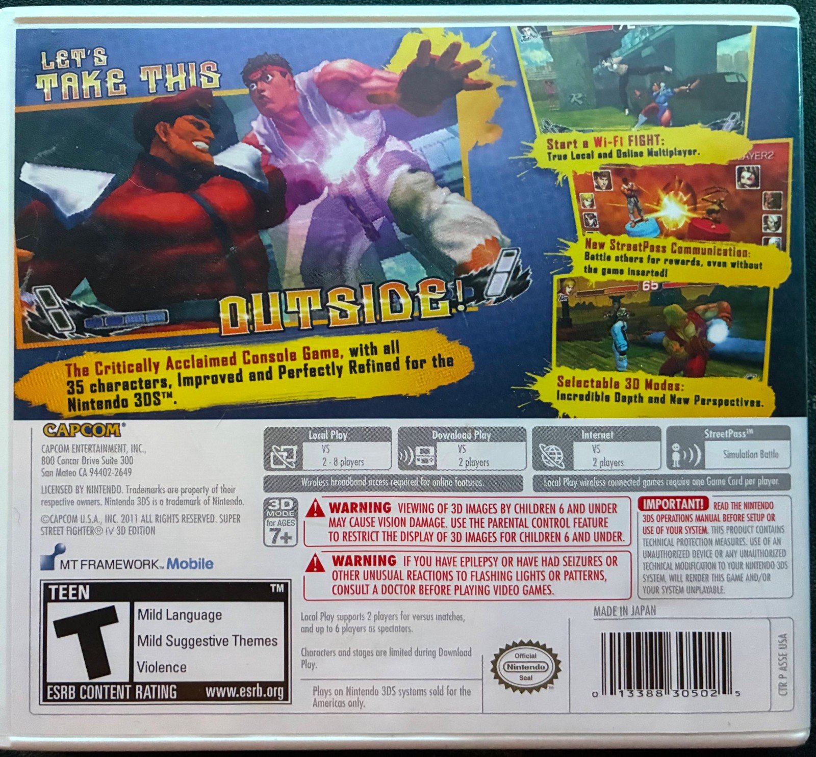Super Street Fighter IV- 3D Edition (Nintendo 3DS) Manual Included, Capcom