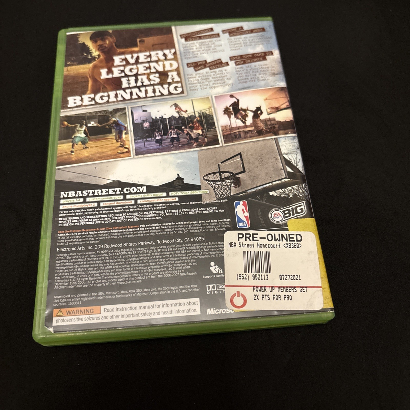 NBA Street Homecourt Xbox 360 Game Complete CIB Manual EA Sports BIG Microsoft