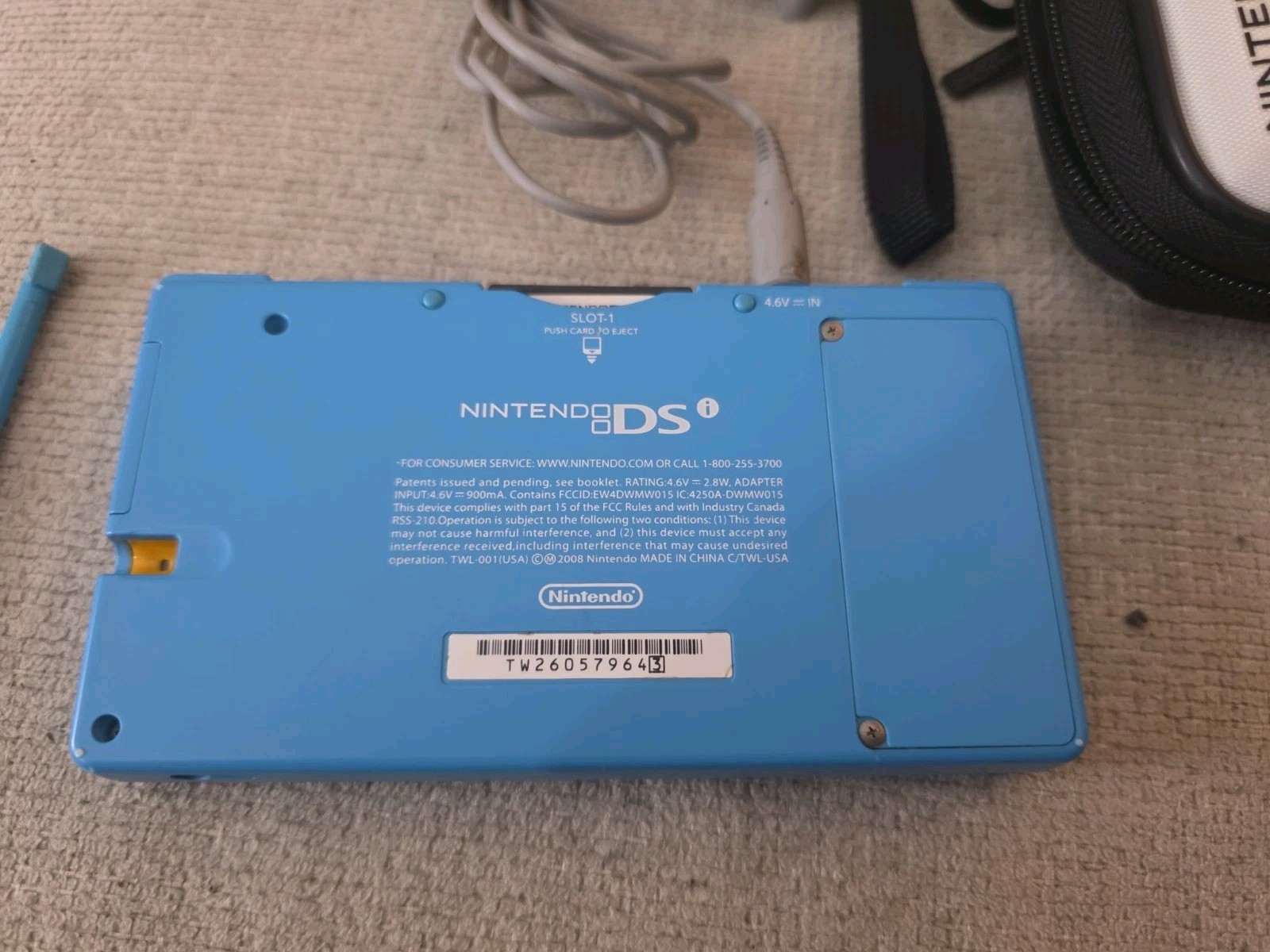 Nintendo DSi Light Blue Console Super Clean W/Stylus, Charger, Case, & Game