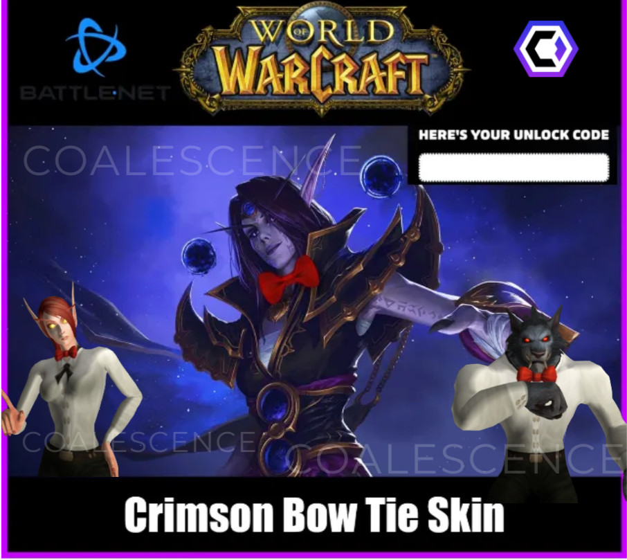 World of Warcraft : Crimson Bow Tie – WoW Loot TCG Item – Pringles Global key!