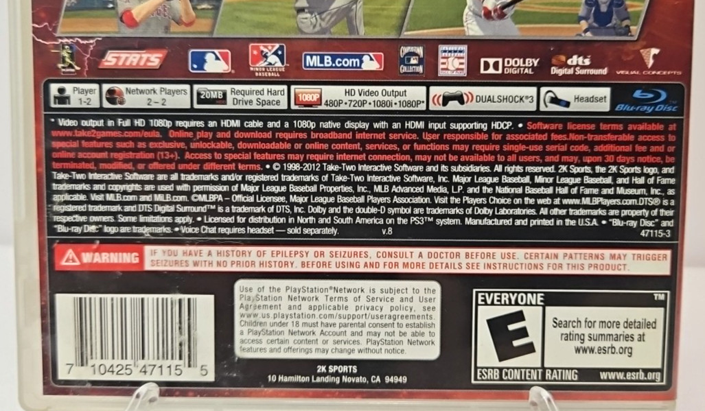 Major League Baseball 2K12 (Sony PlayStation 3, 2011) PS3 2K Sports Verlander
