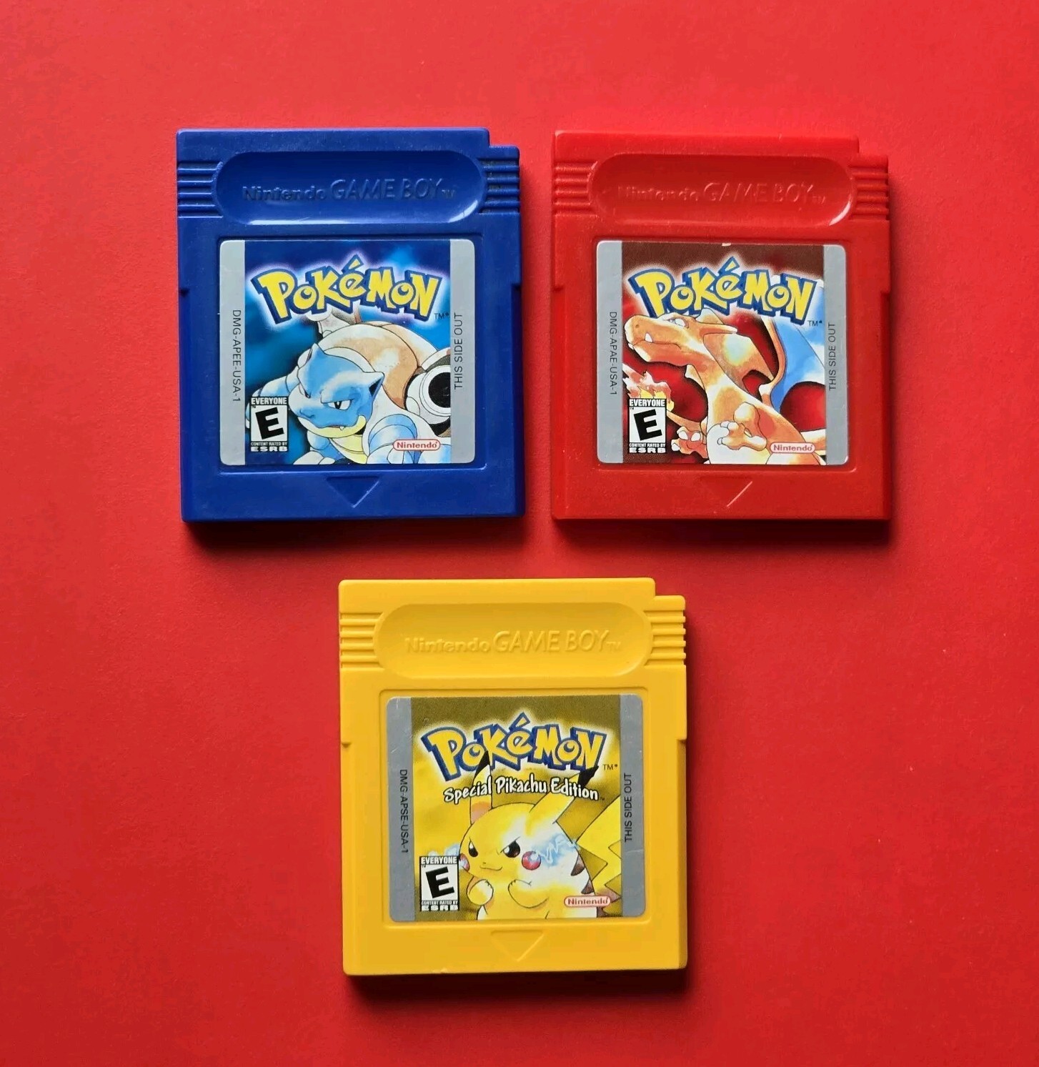 Game Boy Pokemon Blue Red Yellow Nintendo GB Original Lot 3 Games Authentic Save
