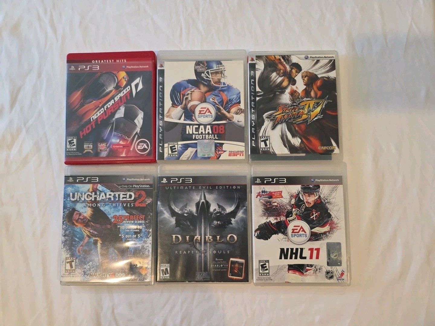 Lot Of 6 PS3 Games~Street Fighter~NHL 11~NCAA 08 Football~Diablo~Need For Speed+
