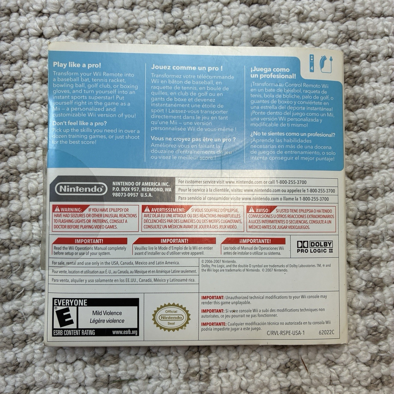 Nintendo Wii Sports 2006 Complete CIB Tested Working