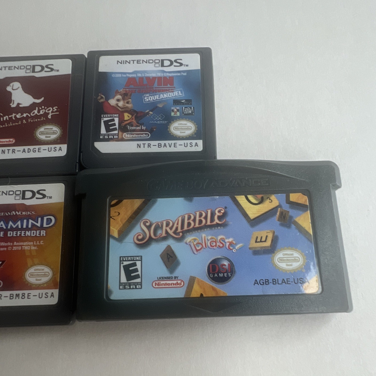 Nintendo DS & GBA Lot of 6 Games Nintendogs Alvin Megamind Scrabble Trainer