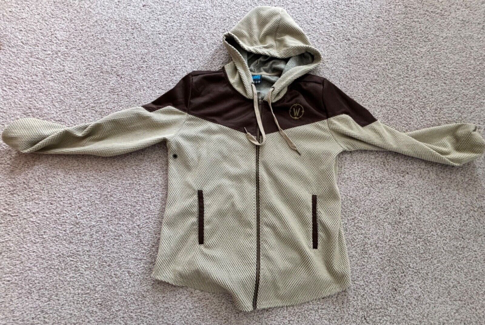 World of Warcraft Men’s Hoodie Zipper Beige Brown Large WoW Blizzard Collectable