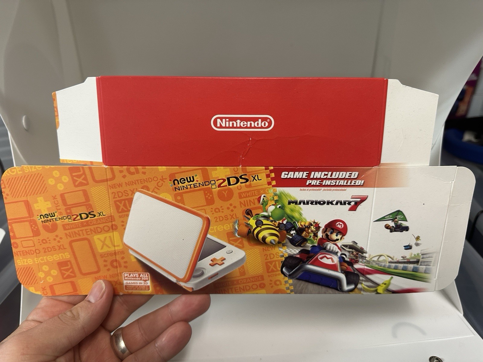 Nintendo 2DS XL Orange White Mario Kart 7 FOR DISPLAY ONLY Box Only