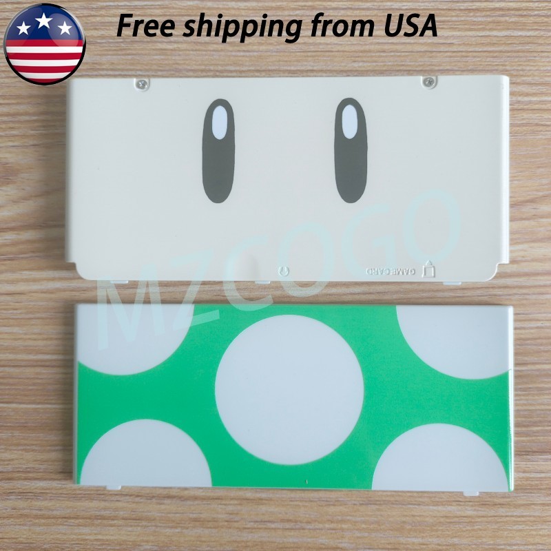 Top + Bottom Plates Cover For NINTENDO NEW 3DS Mario 1 UP Green Mushroom BRAND
