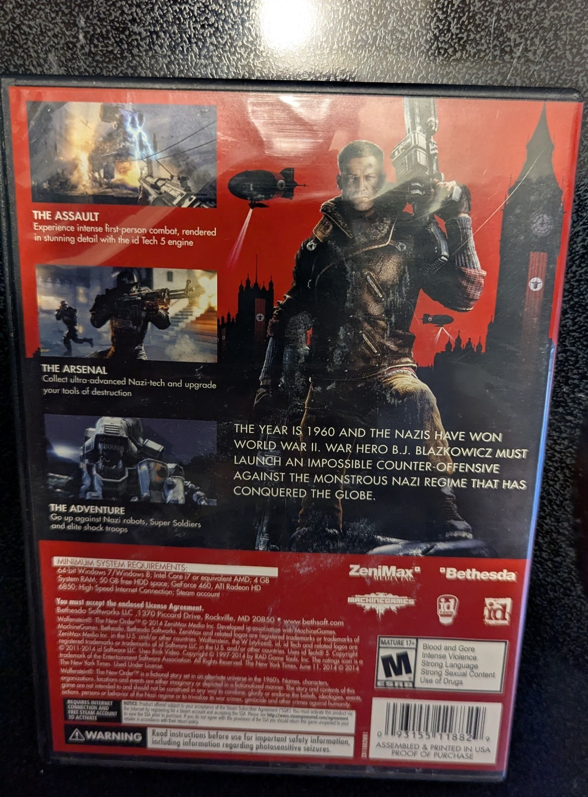 Wolfenstein The New Order PC DVD-ROM Mature 2014 Very Fun Game!