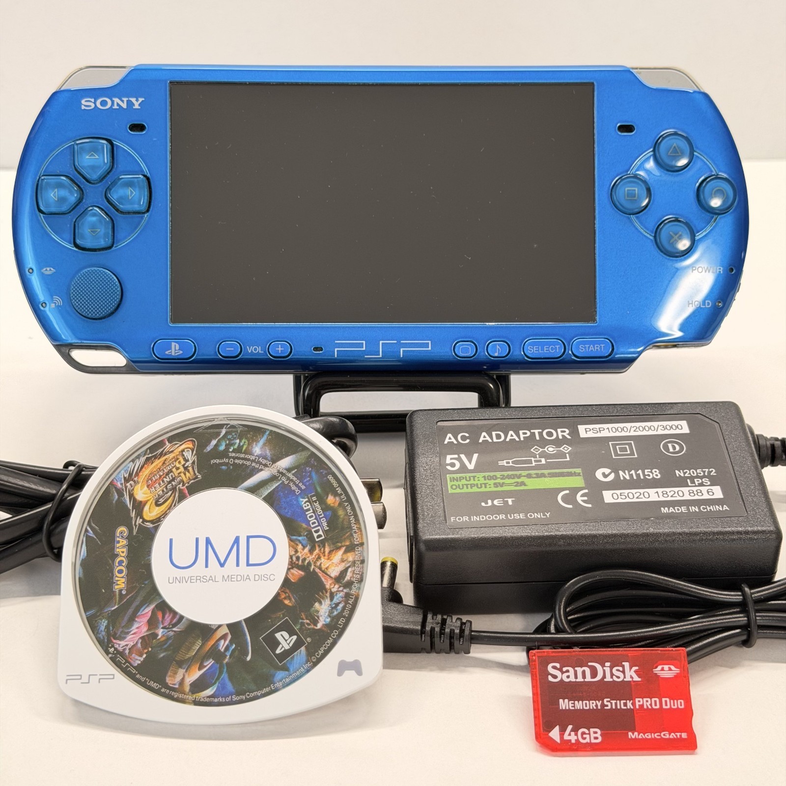 Sony PSP 3000 Vibrant Blue Console Excellent Condition Tested Working Bonus JP