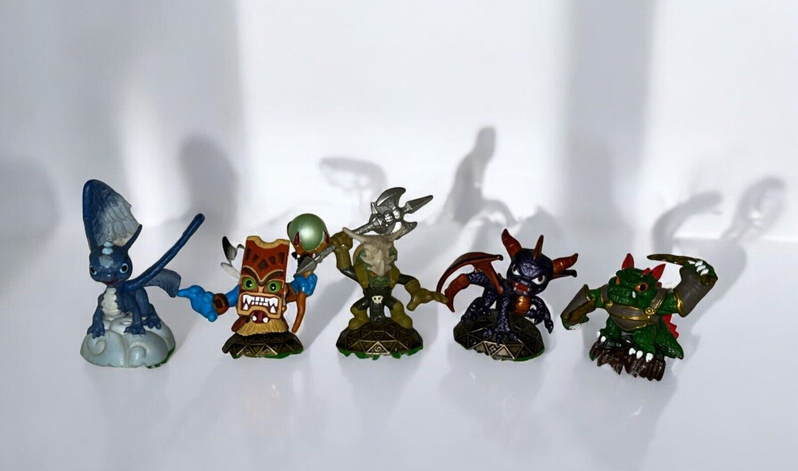 5 Skylanders Green Base Spyros Adventure Whirlwind Trouble Dino Rang voodood Spy