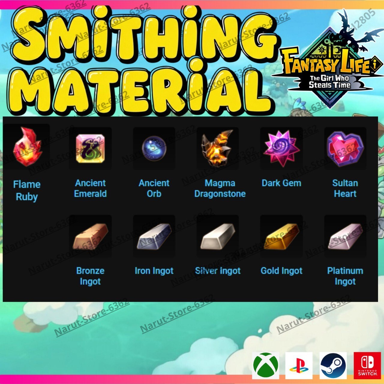 Fantasy Life I: Smithing Material Bundle🌟 crafting The Girl Who Steals the Time
