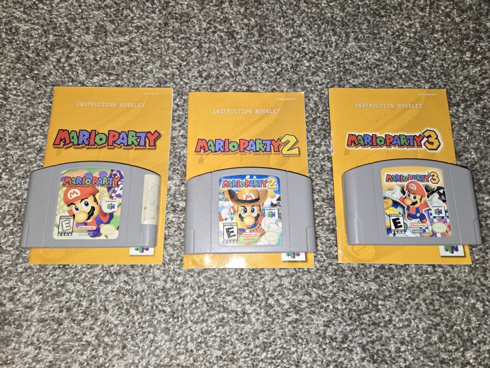 Mario Party 1, 2 & 3 Bundle Authentic N64 Cartridges + Manuals