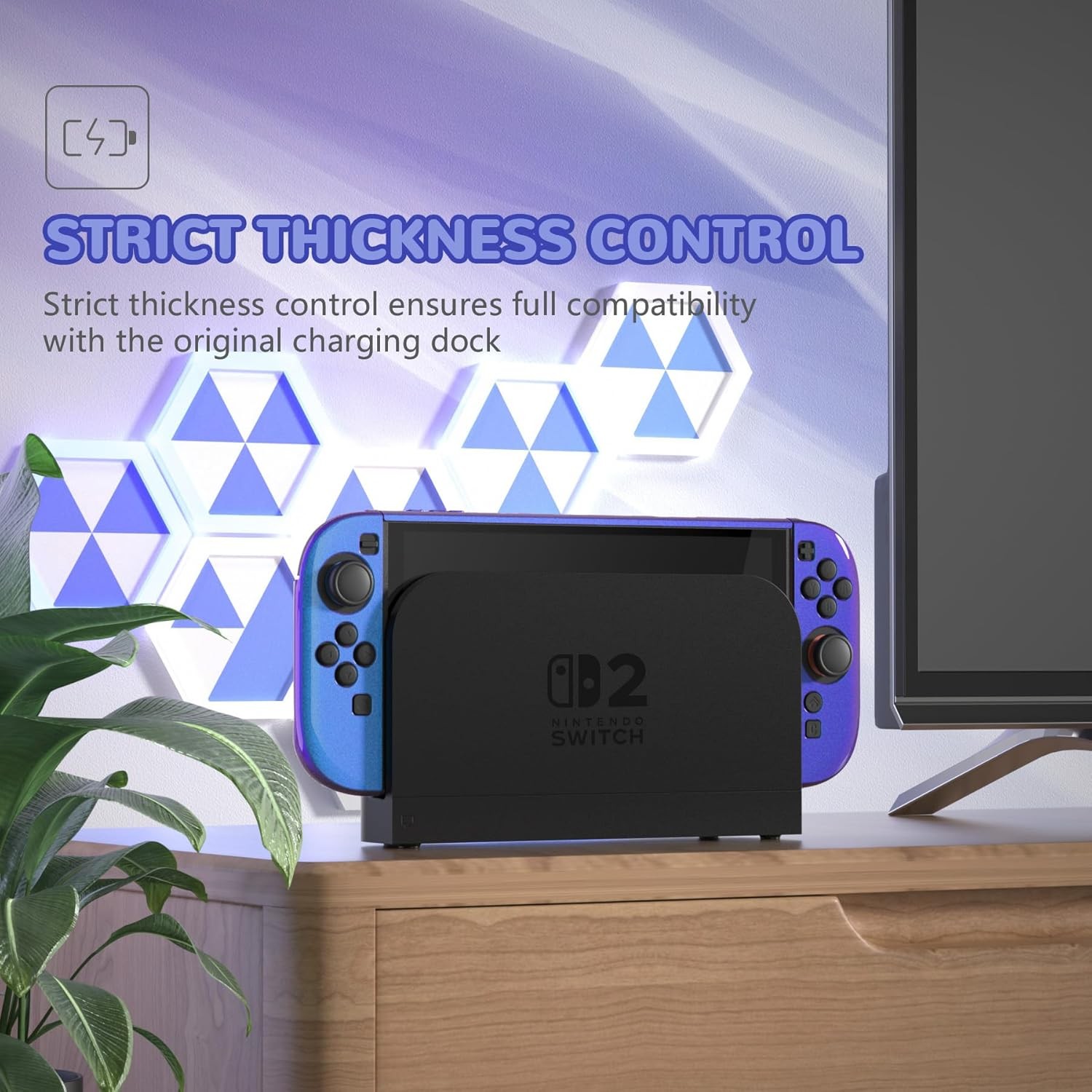 PlayVital Glossy Protective Case for Nintendo Switch 2 -Chameleon Purple Blue