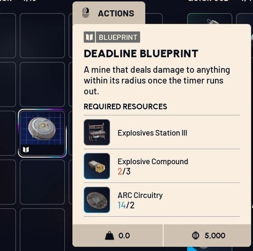 ARC Raiders Deadline Blueprint Cheapest Blueprints