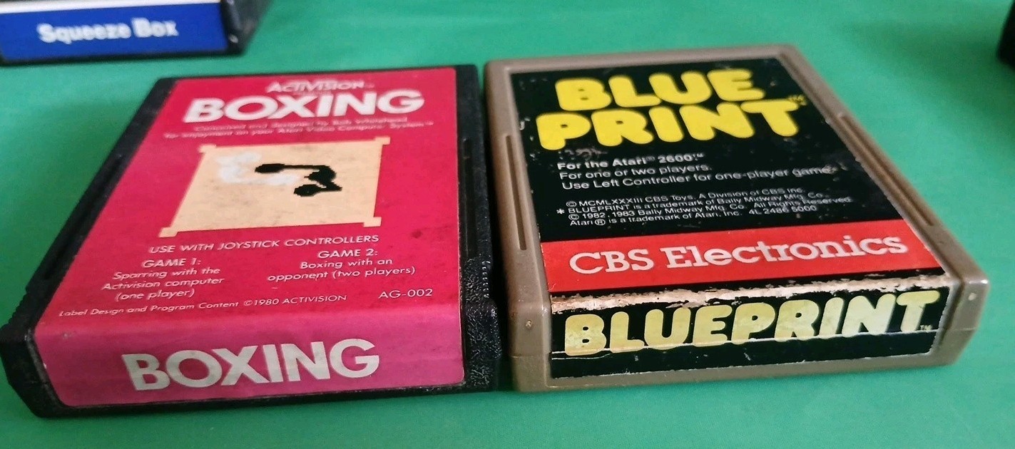 9 Atari 2600 Games Lot – Blueprint Squeeze Box Frogs & Flies Activision Dragster