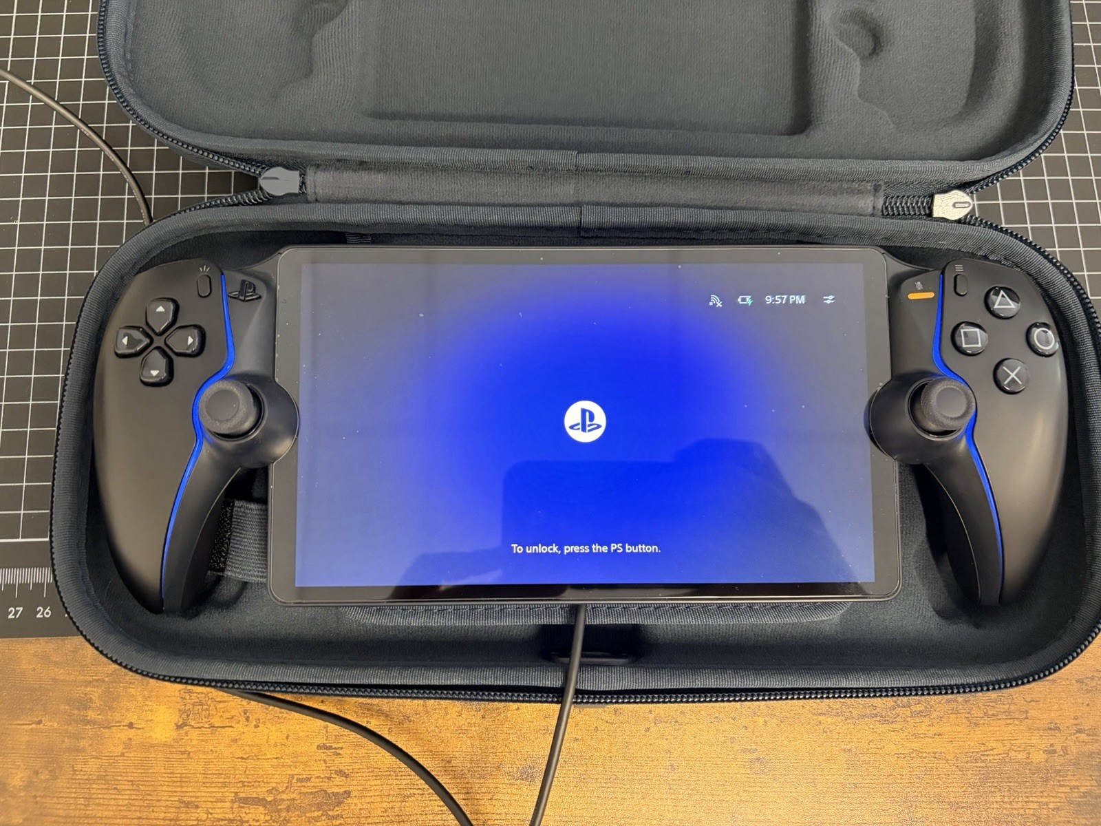 PlayStation Portal Remote Player w/ Hard Shell Carrying Case, Black/Blue