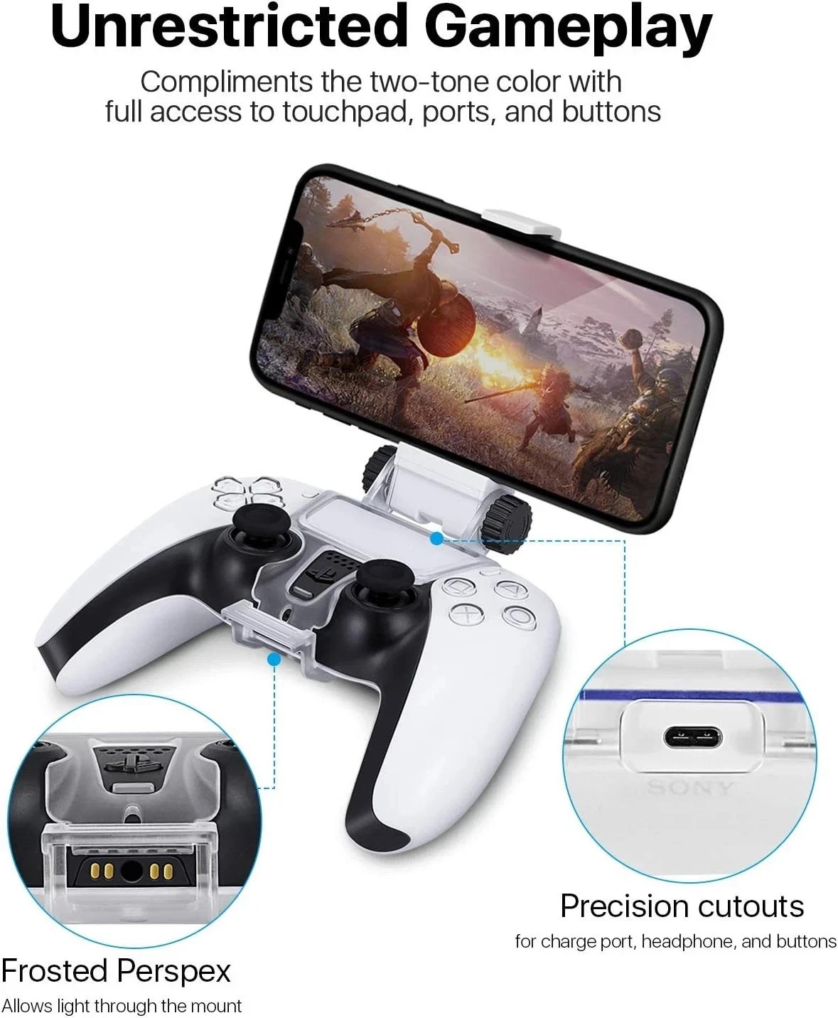 NEXIGO PS5 Controller Phone Clip Mount for PlayStation 5 Controller Phone Stand