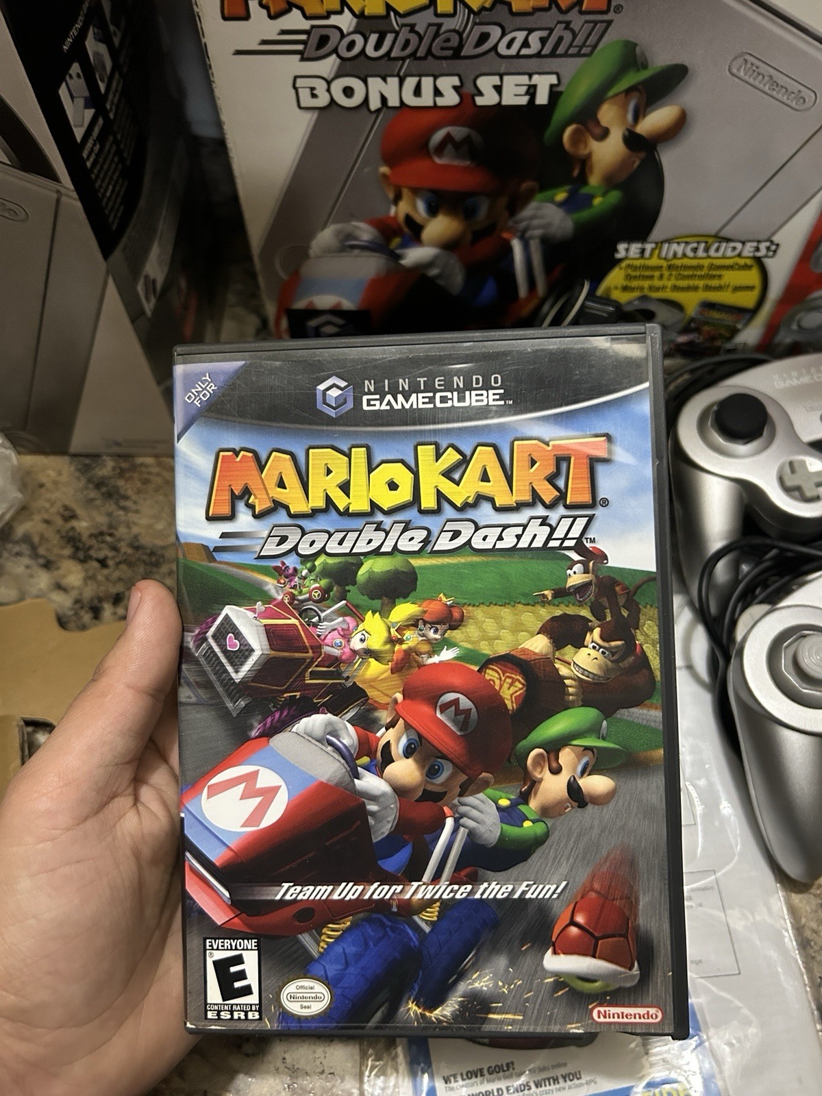 Nintendo GameCube Platinum Mario Kart Double Dash Bonus Set Box 2 Controllers