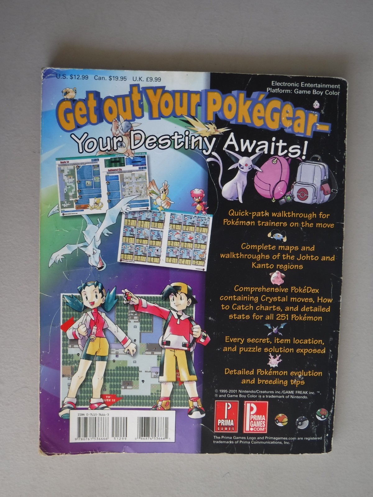 Prima Games Pokémon Crystal Version Strategy Guide Maps for Every Region 2001