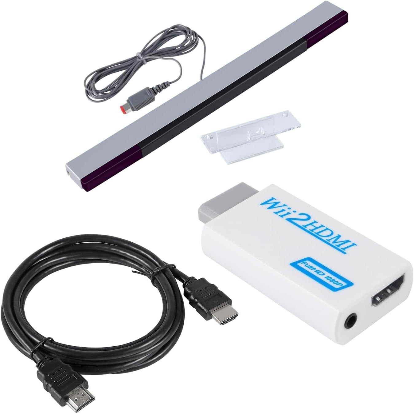 Wii Sensor Bar & HDMI Converter Adapter with HDMI Cable for Nintendo Wii