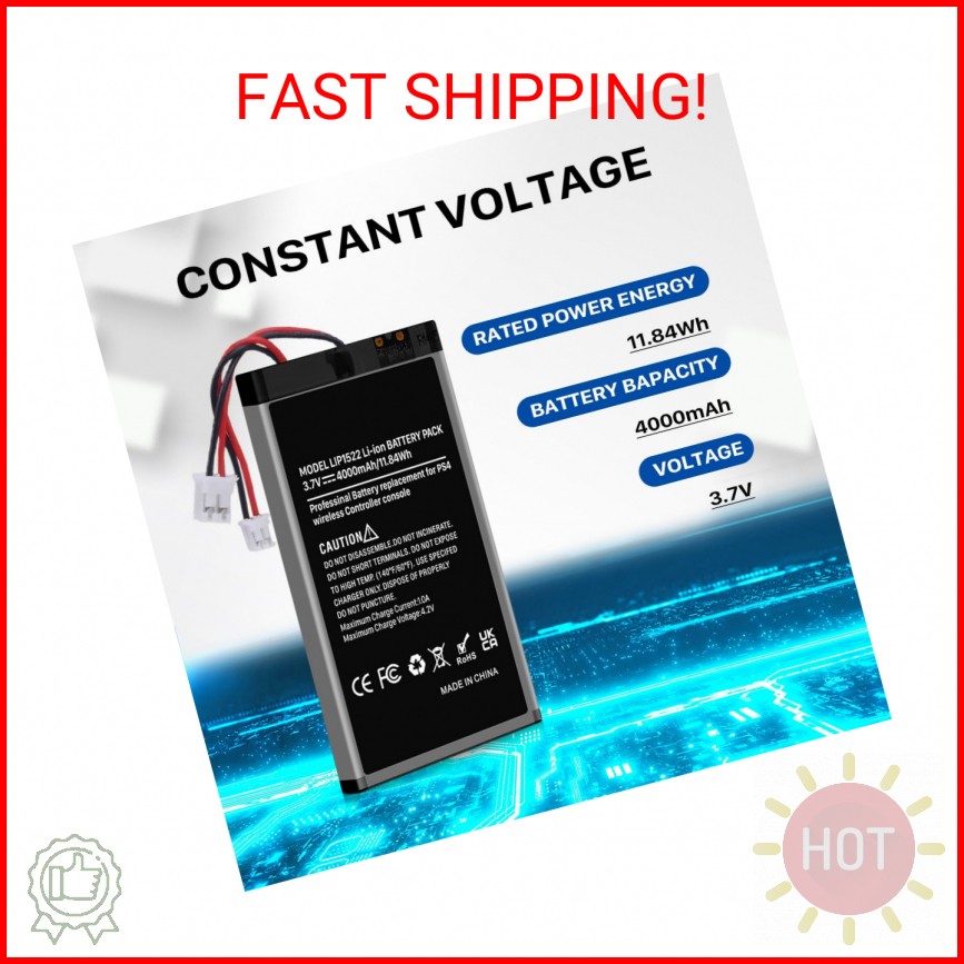 WAVYPO 4000mAh PS4 Controller Battery, Replacement for PS4/PS4 Pro/PS4 Slim Play