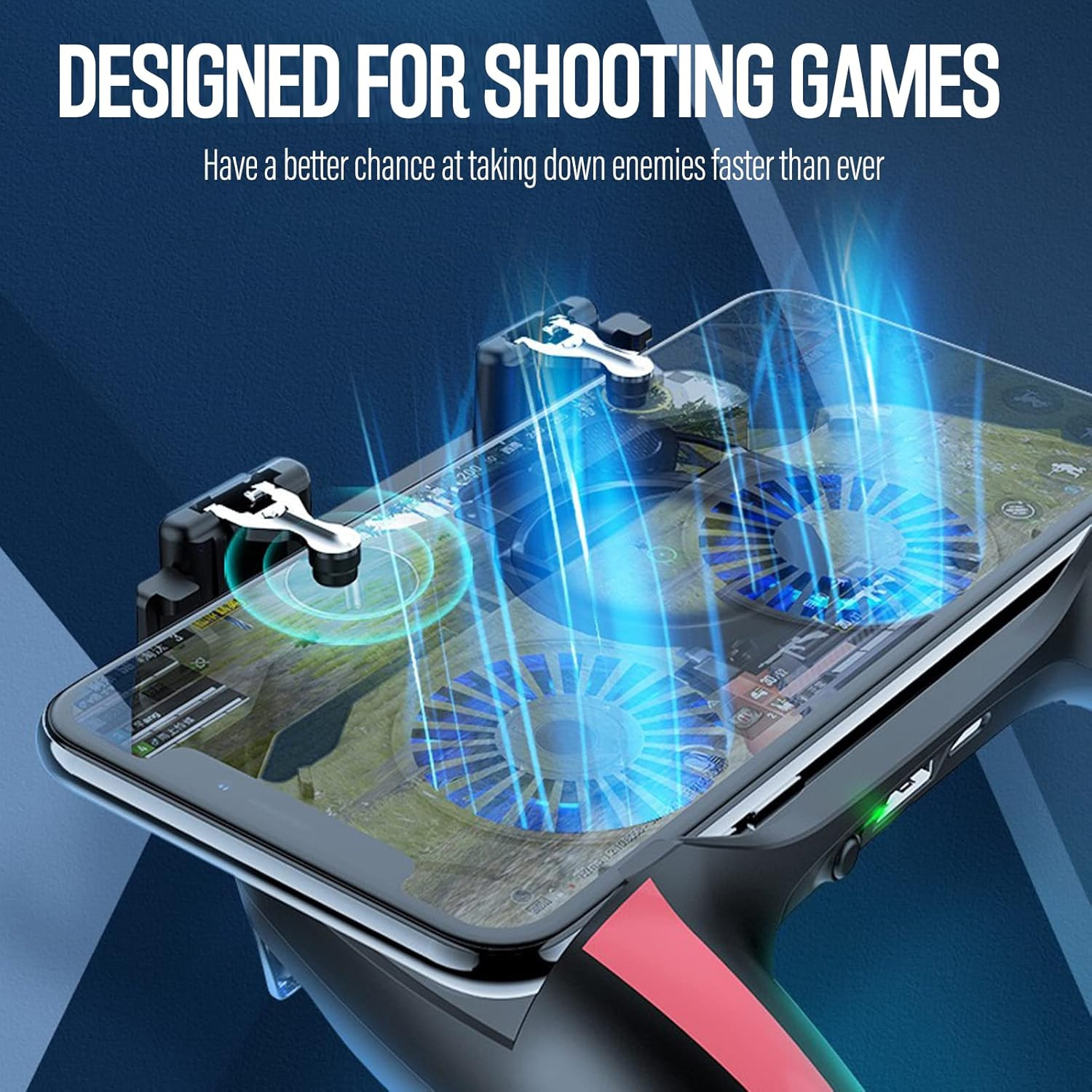 Mobile Game Controller with 4000Mah Power Bank & Cooling Fan, L1R1 Triggers Joys