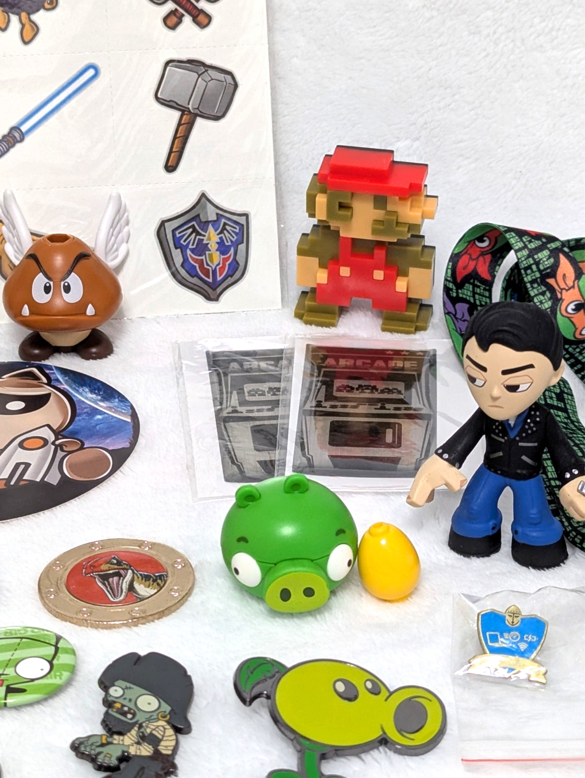 Gaming Collectibles Lot Nintendo Fallout Funko Pins Figures Lanyards Stickers