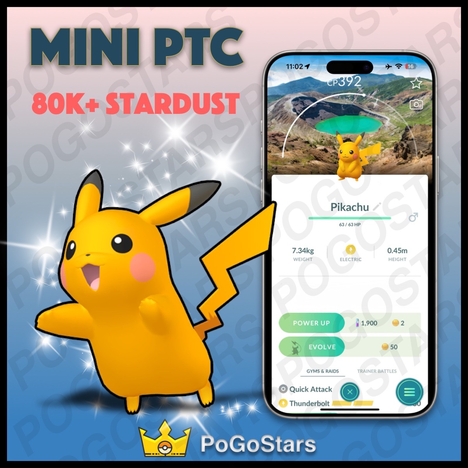 Pokémon PTC Go – Shiny Pikachu – Miyagi Pokelids✨Special Background✨